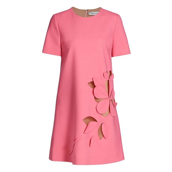 *$2190 NEW OSCAR DE LA RENTA CARNATION PINK FLOWER CUT OUT DAY DRESS US 2 - Picture 2 of 10